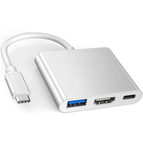 USB-C auf HDMI Multiport Adapter, Typ-C Digital AV Hub mit HDMI (4K @ 60Hz) Ausgang & USB 3.0 Port & 100W PD-Ladeanschluss für Apple MacBook Pro, Air, iPad Pro, Pixelbook, XPS, Galaxy und mehr von Wahbite