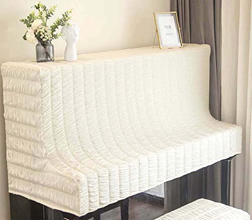 Klavier-Staubschutz, aufrechte Klavierabdeckung, dehnbare gestrickte Klavierabdeckung, staubdichtes Schutztuch für vertikales Klavier (Klavierabdeckung, weiß) von Waigg Kii