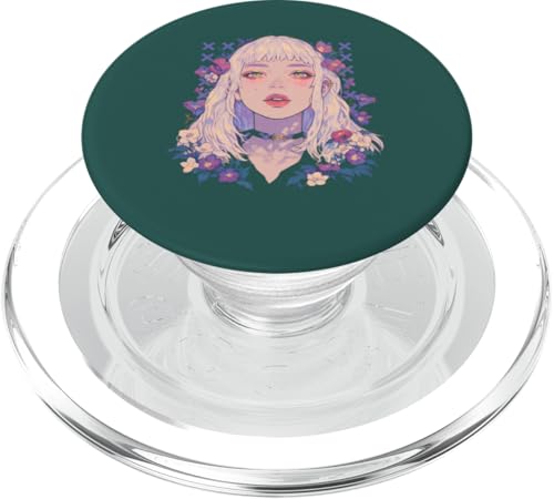 Süße Manga-Hexenblütenpflanze im Altsommer-Anime-Stil PopSockets PopGrip für MagSafe von Waiifu Cool Anime manga Summer Time co.