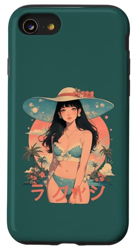 Summer Vacation Beach Anime Manga Alt Japan Sunny Retro Hülle für iPhone SE (2020) / 7 / 8 von Waiifu Cool Anime manga Summer Time co.