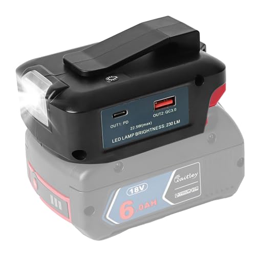 Adp05 Power Source Battery Adapter Arbeitslichtkonverter für Bosch 18 V Akku mit einem Paar USB-Telefon-Ladegerät-Schnittstelle, mit schnurloser DC-Port-Taschenlampe Adp05 Power Source Battery Adapter Arbeitslichtkonverter für Bosch 18 V Akku mit einem Paar USB-Telefon-Ladegerät-Schnittstelle, mit schnurloser DC-Port-Taschenlampe von Waitley