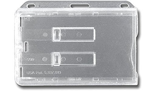 Waizmann.IDeaS® 10x Kartenhülle Kartenhalter Ausweishalter Namensschild 2 Karten Hartplastik HORIZONTAL TRANSPARENTER AUSSCHIEBER von Waizmann.IDeaS