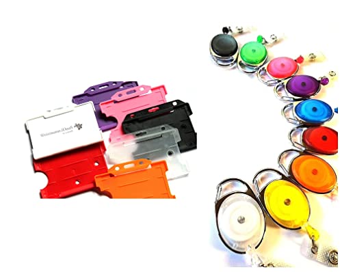 Waizmann.IDeaS® 1x Ausweis-Set Ausweisset - Ausweis Jojo Zipper mit EXTRA reißfester POWERCORD Schnur/Seil - Offener Kartenhalter Kartenhülle Ausweis Hülle querformat GROSSE FARBAUSWAHL von Waizmann.IDeaS