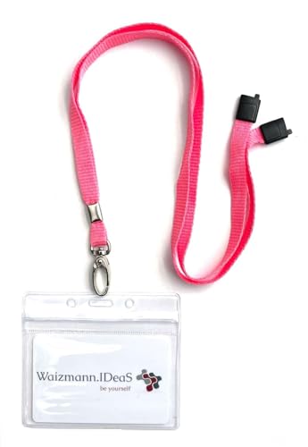 Waizmann.IDeaS® 1x Ausweis-Set Ausweisset Umhängeband ROSA Lanyard Schlüsselband + Ausweishülle Schutzhülle Vinyl Weichplastik Wasserdicht von Waizmann.IDeaS