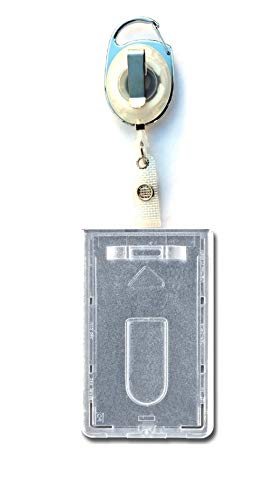 Waizmann.IDeaS® 1x Ausweisset Ausweis-Set Ausweisjojo Ausweiszipper GÜRTELCLIP oval + Kartenhülle mit Daumenschub für 1 KARTE Ausweishülle Transparent vertikal hochkant GROSSE FARBASUSWAHL von Waizmann.IDeaS