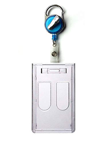 Waizmann.IDeaS® 1x Ausweisset Ausweis-Set Ausweisjojo Ausweiszipper Kroko-Clip 360° drehbar + Kartenhülle mit Daumenschub für 2 KARTEN Ausweishülle Transparent vertikal von Waizmann.IDeaS