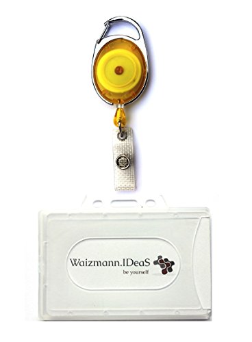 Waizmann.IDeaS® 1x Ausweisset Ausweis Set -Ausweisjojo Jojo Zipper oval mit Schlaufenclip Aufrollmechanismus + Ausweishülle leicht FLEXIBEL Kartenhülle Kartenhalter Schutzhülle horizontal von Waizmann.IDeaS