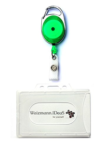 Waizmann.IDeaS® 1x Ausweisset Ausweis Set -Ausweisjojo Jojo Zipper oval mit Schlaufenclip Aufrollmechanismus + Ausweishülle leicht FLEXIBEL Kartenhülle Kartenhalter Schutzhülle horizontal von Waizmann.IDeaS