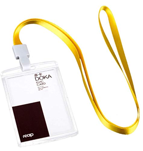 Waizmann.IDeaS® 1x Ausweisset Ausweis-Set Umhängeband Schlüsselband Lanyard 10mm + Kartenhülle Kartenhalter KLAR VERTIKAL geschlossen für 1 KARTE Ausweishülle Transparent GROSSE FARBAUSWAHL von Waizmann.IDeaS
