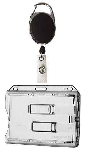 Waizmann.IDeaS® 1x Ausweisset - Ausweisjojo Jojo Zipper oval + Kartenhülle für 2 Karten mit 2 TRANSPARENTE Ausschieber - Kartenhalter Ausweishülle horizontal GROSSE FARBAUSWAHL von Waizmann.IDeaS
