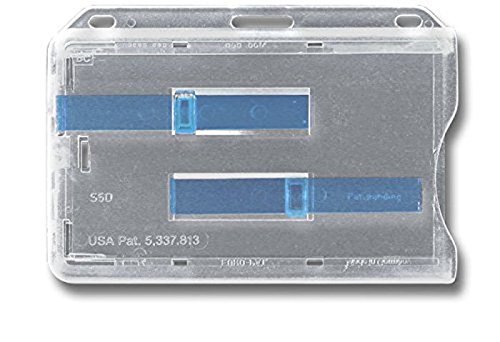 Waizmann.IDeaS® 1x Kartenhülle Kartenhalter Ausweishalter Namensschild 2 Karten Hartplastik HORIZONTAL BLAUER AUSSCHIEBER von Waizmann.IDeaS