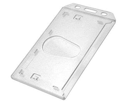 Waizmann.IDeaS® 50x Kartenhalter Ausweishülle Ausweishalter Hartplastik Polycarbonat Namensschild Daumenschub VERTIKAL von Waizmann.IDeaS