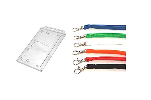 Waizmann.IDeaS® Ausweisset Ausweis Set - Lanyard 10mm Schlüsselband Umhängeband + Ausweishülle Kartenhülle Kartenhalter Schutzhülle vertikal Polycarbonat GROSSE FARBAUSWAHL von Waizmann.IDeaS