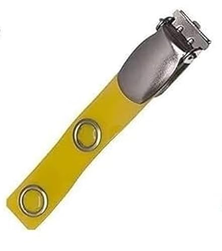 Waizmann.IDeaS 10x Metallclip mit GELBE Lasche Hosenträgerclip Metalldruckknopfverschluss Clip für Kartenhalter Ausweishülle Ausweishalter Namensschildhalter Ausweisclip von Waizmann.IDeaS