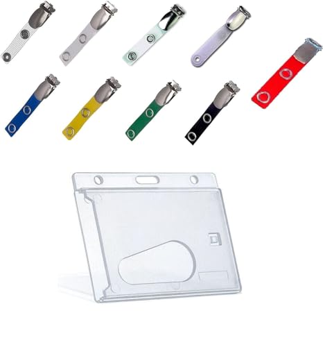 Waizmann.IDeaS 1x Ausweisset Ausweis-Set Polycarbonat Ausweishülle Schutzhülle Namensschild Kartenhalter Kartenhülle Lasche (Clip Rot) von Waizmann.IDeaS