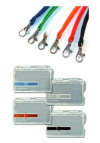 Waizmann.IDeaS 1x Ausweisset Ausweis-Set Umhängeband Lanyard 10mm Schlüsselband + Ausweishülle Kartenhalter querformat horizontal 1 Karten Ausschieber von Waizmann.IDeaS