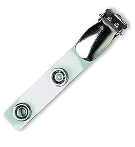 Waizmann.IDeaS 50x Metallclip mit TRANSPARENTER Lasche Hosenträgerclip Metalldruckknopfverschluss Clip für Kartenhalter Ausweishülle Ausweishalter Namensschildhalter Ausweisclip von Waizmann.IDeaS