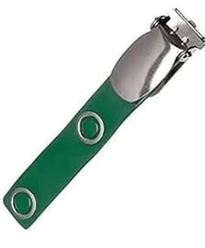 Waizmann.IDeaS 5x Metallclip mit GRÜNER Lasche Hosenträgerclip Metalldruckknopfverschluss Clip für Kartenhalter Ausweishülle Ausweishalter Namensschildhalter Ausweisclip von Waizmann.IDeaS