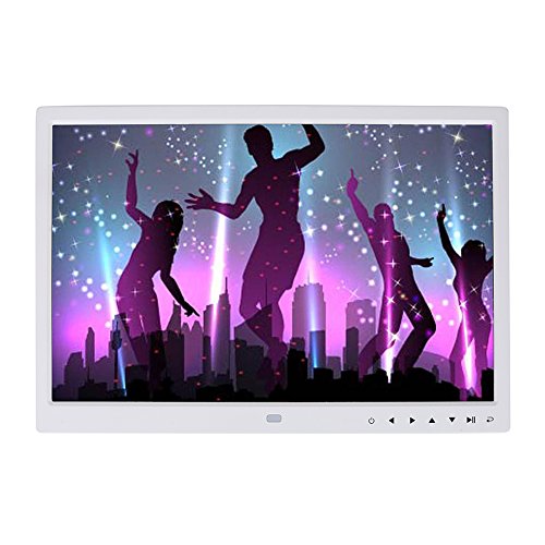 Digitaler Bilderrahmen, 15 Zoll 1280X800 LED-Bildschirm Touch Butto Digitaler Fotorahmen Wecker Musik Fotorahmen Movie Video Player 32 GB Online-Speicher mit Fernbedienung (Weiß) von Wakects