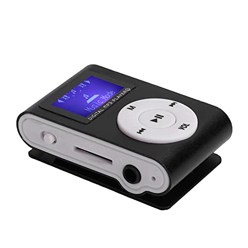 MP3-Player, Tragbarer -Musik-Player, Clip auf Rückseite, LCD-Display, MP3-Player, mit Kopfhörer (schwarz) von Wakects