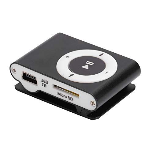 MP3-Player, Tragbarer Musik-Player mit Clip, Digitaler Musik-Media-Player MiniMP3-BackClip-Player mit Kopfhörer und USB-Kabel Zum Laufen (Schwarz) von Wakects