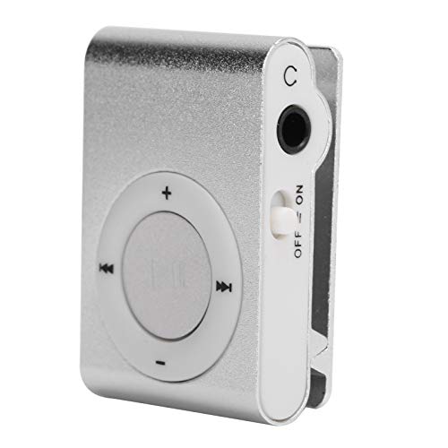 MP3-Player, tragbarer Musik-Player mit Clip, digitaler Media-Player MiniMP3 BackClip Player mit Kopfhörer und USB-Kabel für Laufen (Silber) von Wakects