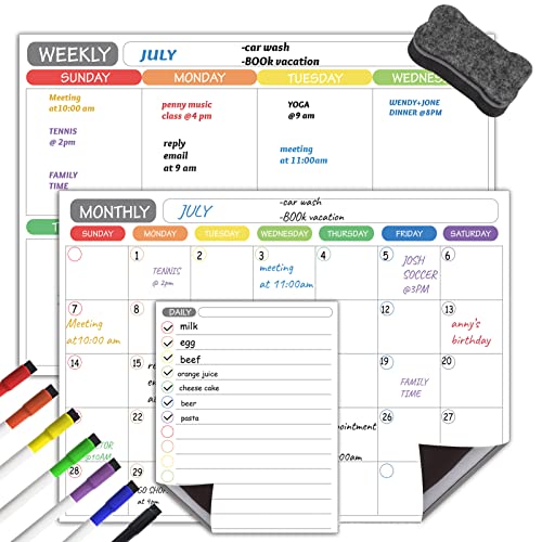 Wakects Magnetische Trockenlösch-Kalender Whiteboard Set 3 Bretter Monatlich Wöchentlich Täglicher Planer mit 5 Farbigen Stiften & Radiergummi für Zuhause Büro Organisation Wakects Magnetische Trockenlösch-Kalender Whiteboard Set 3 Bretter Monatlich Wöchentlich Täglicher Planer mit 5 Farbigen Stiften & Radiergummi für Zuhause Büro Organisation von Wakects