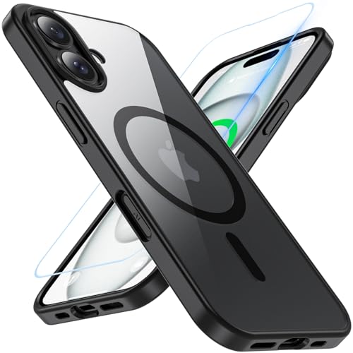WakongHK Hülle für iPhone 16 mit Panzer Schutz Glas, Kompatibel mit MagSafe, Magnetische Militärschutz Handyhülle Stoßfest Robust Dünn Schutzfolie Schutzhülle Case Cover ffür iPhone 16 (Schwarz) WakongHK Hülle für iPhone 16 mit Panzer Schutz Glas, Kompatibel mit MagSafe, Magnetische Militärschutz Handyhülle Stoßfest Robust Dünn Schutzfolie Schutzhülle Case Cover ffür iPhone 16 (Schwarz) von WakongHK