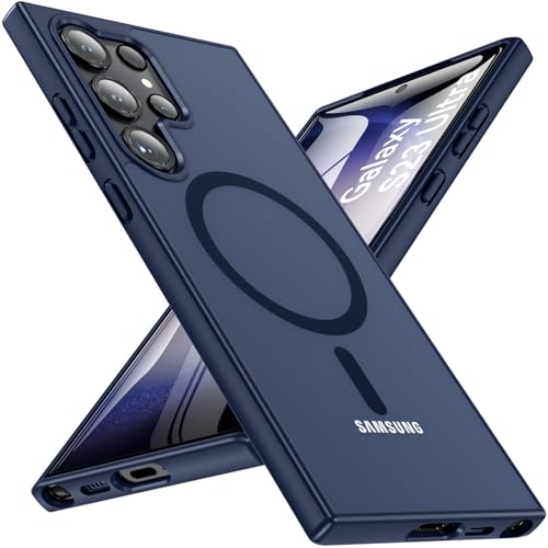 WakongHK Magnetisch Hülle für Samsung Galaxy S23 Ultra 5G,Kompatibel mit MagSafe, TPU Eckenschutz Stoßfest Kratzfest Hülle,Magnetische Militärschutz Handyhülle Cover für Galaxy S23 Ultra(Blau) von WakongHK