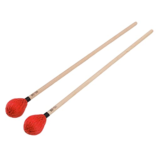 1 Paar Marimbaschlägel mit Mittelhartem Garnkopf und Ahorngriffen Percussion-Vibrophonschlägel Yarn Drum Sticks MQ‑06(rot) von Walfront