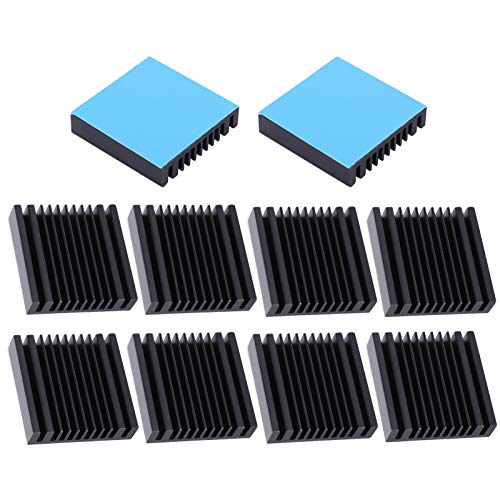10 Stück 40mm Kühlkörper zum Kleben Kit, 40x40x9mm mit Wärmeleitendem Klebstoff, Aluminium Kühlrippen Kühlkörper für CPU Transistor von Walfront