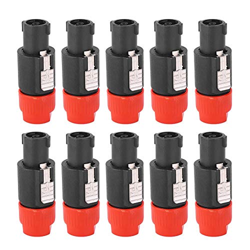 10PCS 4-poliger Audio Lautsprecheranschluss C-NL4FC Speakon Lautsprecher Stecker Kabelanschluss, Wasserdichter Audio-Videoanschluss(rot) von Walfront