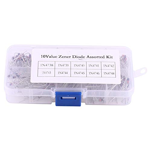 200 Stk Diode Sortiment Kit, 10 Werte 1W Zener, 1N4738~1N4748, mit Clear Box von Walfront