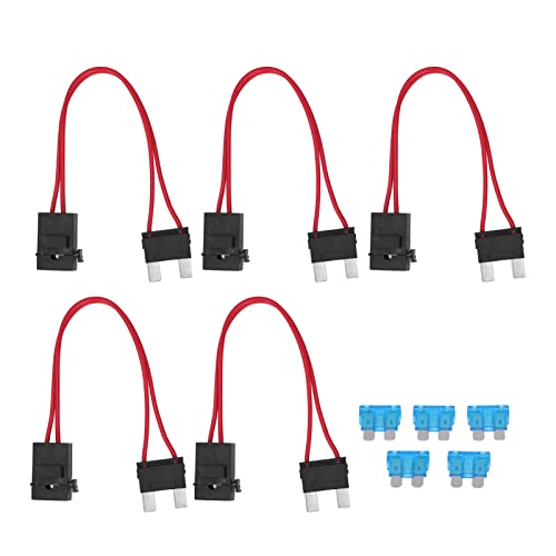 5 StüCk Auto-Sicherungshalter Stecker PC Heavy Duty Kabel VerläNgerung Mini Mini Sicherungshalter Stecker FüR Fahrzeug ATM 20A 16AWG mit 5 Sicherungen LeitungsläNge 230mm (ACL L 29,2 mm) von Walfront