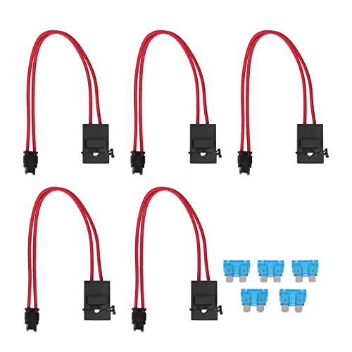 5-Teiliges Automobil-Kfz-Flachsicherungshalter-Set 16 AWG Mini-Sicherungshalter-Anschluss mit 5-Teiliger 15-A-Sicherung (ACD-Flachwinkel 10,9 mm) von Walfront