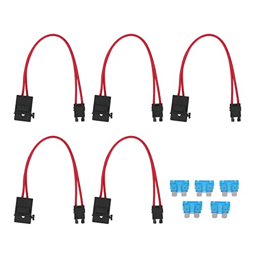 5-Teiliges Automobil-Kfz-Flachsicherungshalter-Set 16 AWG Mini-Sicherungshalter-Anschluss mit 5-Teiliger 15-A-Sicherung (AKT M 19,1 mm) von Walfront