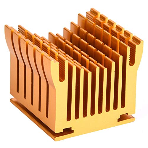 Aluminium Kühlkörper Kühler 43x40x36mm Kühlermodul mit einstellbarem Silikonknopfset Heatsink, Aluminiumgehäuse Cooler für Leiterplatte, Gold von Walfront