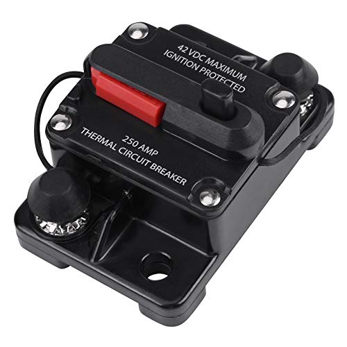 DC12V-42V Wasserdichter Schutzschalter Manuelle Reset 50A-300A Auto Stereo Audio Marine Boot Bike Inline Inverter, Verbesserte Version(250A) von Walfront