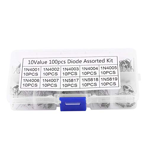Dioden Sortiment Kit, 100pcs 10 Values Gleichrichter Diode Mit Clear Box 1n4001~1n4007, 1n5817~1n5819 von Walfront