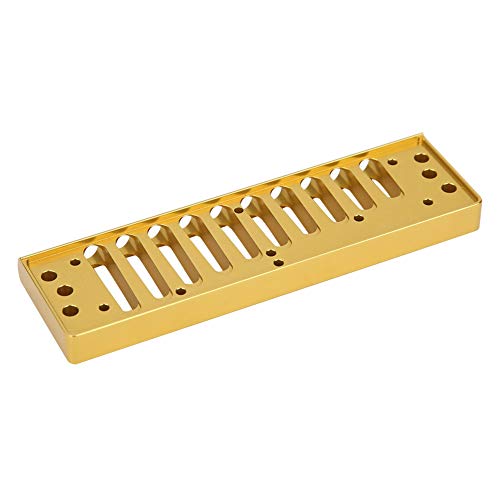 Mundharmonika-Kamm 10-Loch Blues Harp Comb Part für HOHNER SP20 Aluminiumlegierung Mundharmonika Zubehör Feinpolieren Mundharmonika Zubehör(Golden) von Walfront