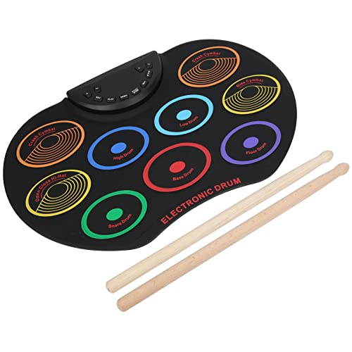 Tragbare Farbenfrohe Elektronische Drum -Set 9 Drum Pads MP3 -Konnektivität für Musikinstrumententeile und Zubehör mit Doppelstromoptionen (Regenbogen gefärbt) von Walfront