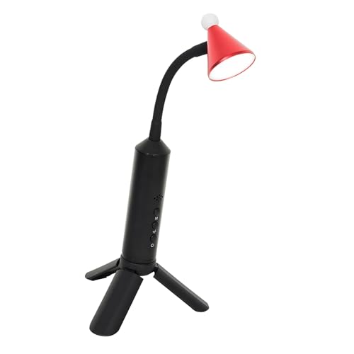 Walfront Dimmbare LED -Schreibtischlampe mit 3 Farbmodi USB -Anschluss Wiederaufladbarer Akku 360 Grad Verstellbares Schwanenhals -Augen -Pflege -Lampe für Home Office Schlafzimmer (Rot) von Walfront