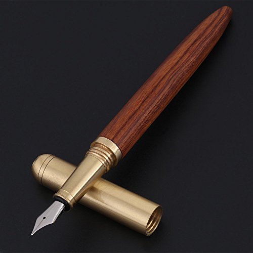 Walfront Holz Füllfederhalter Elegant Geschenk Stift für Kalligraphie Unterschrift Executive Business, Bestbewerteten Holz Handgefertigten Füllfederhalter 0,7mm(Rosenholz) von Walfront