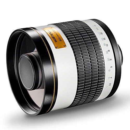 Walimex Pro 15549 800mm 1:8,0 DSLR-Spiegelobjektiv für Sony A Objektivbajonett weiß (manueller Fokus, für Vollformat Sensor gerechnet, Filterdurchmesser inkl. Schutzdeckel und Objektivbeutel) von Walimex Pro