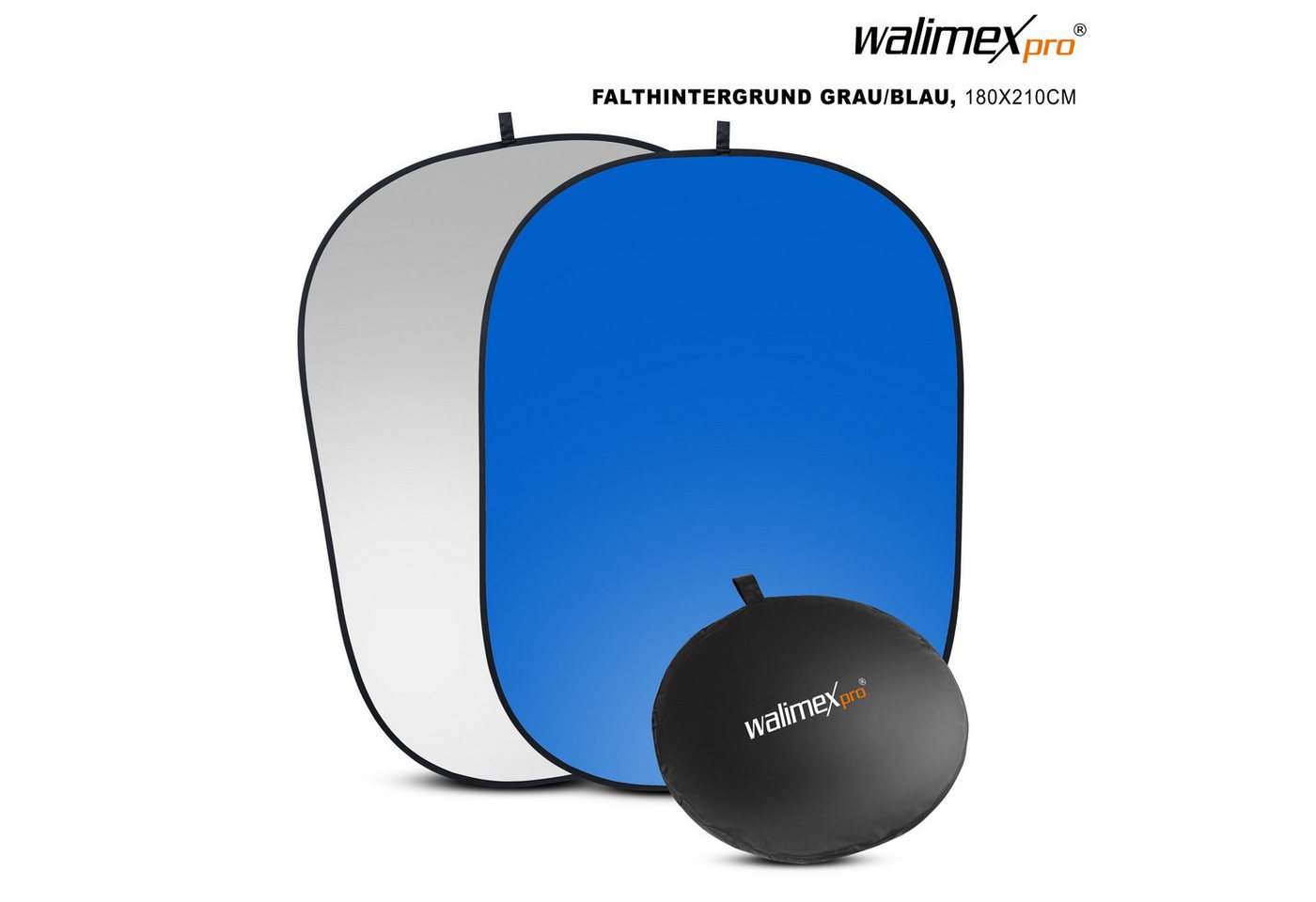 Walimex Pro Falthintergrund 2in1 Falthintergrund grau/blau, 180x210cm von Walimex Pro