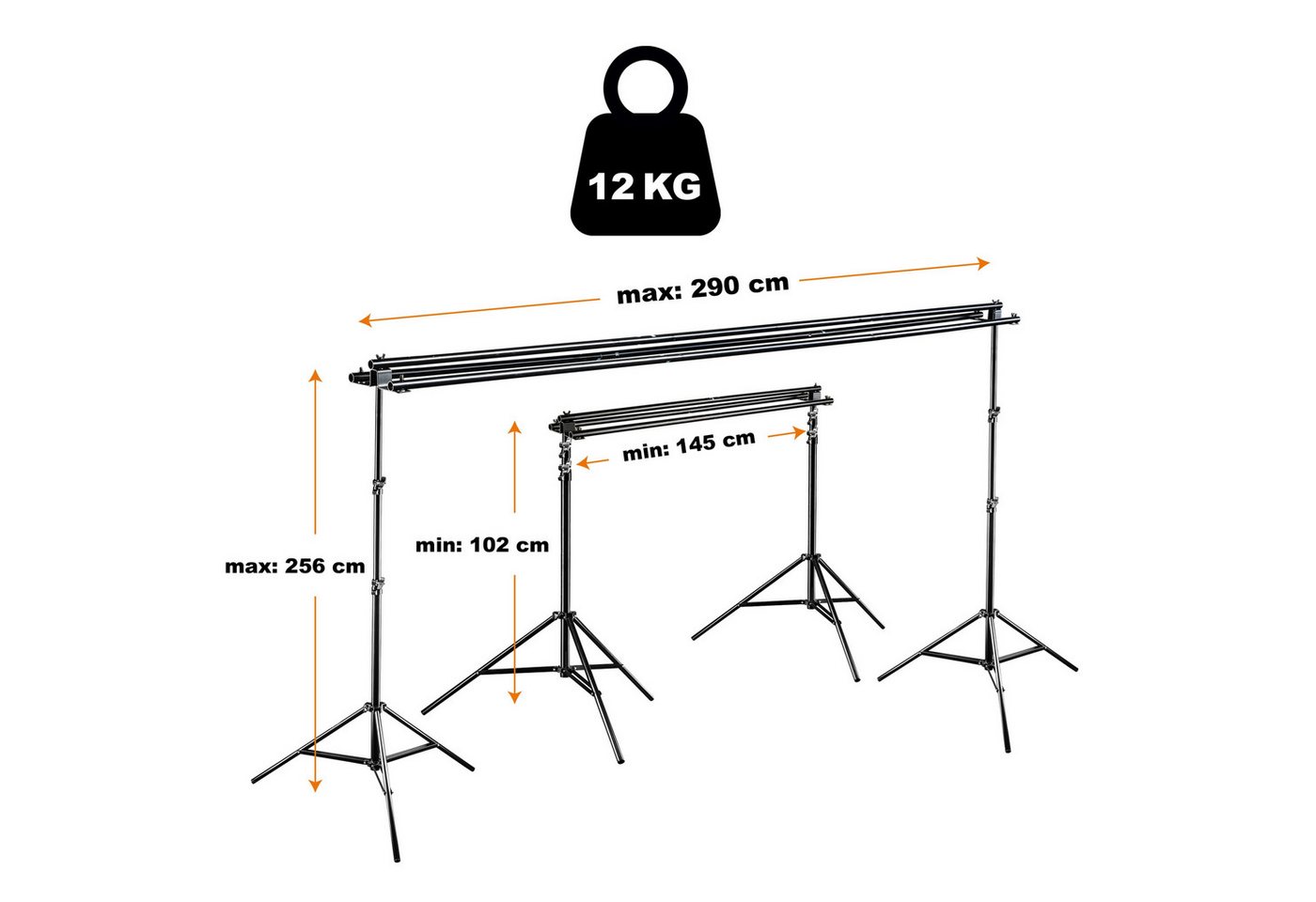 Walimex Pro Fotohintergrund 3-fach Hintergrundsystem 145-290cm von Walimex Pro