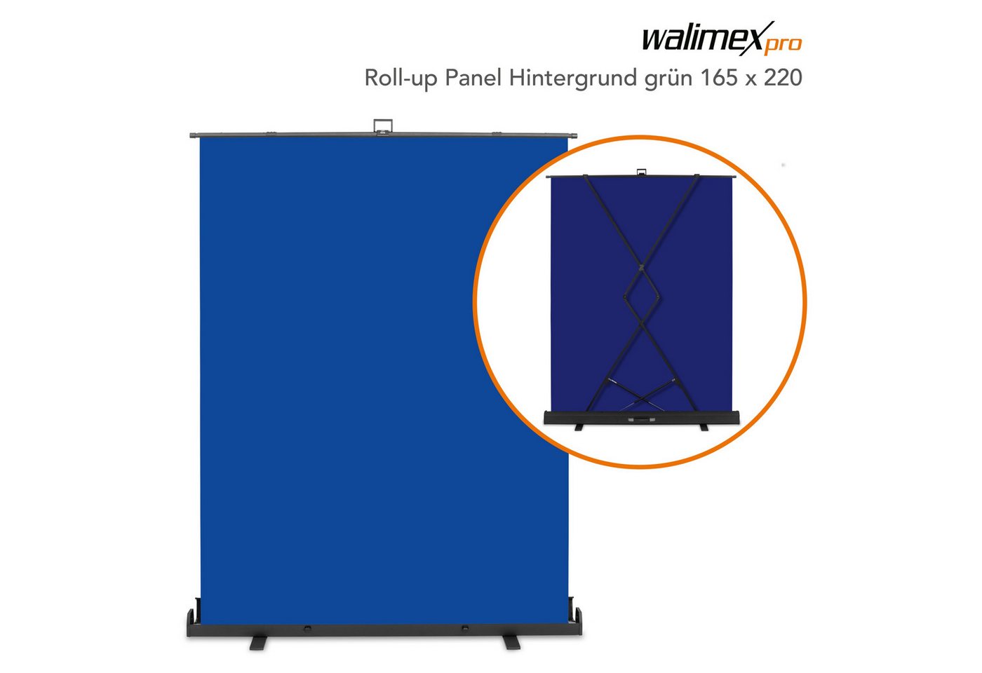 Walimex Pro Fotohintergrund Roll-up Panel Hintergrund blau 165x220 von Walimex Pro