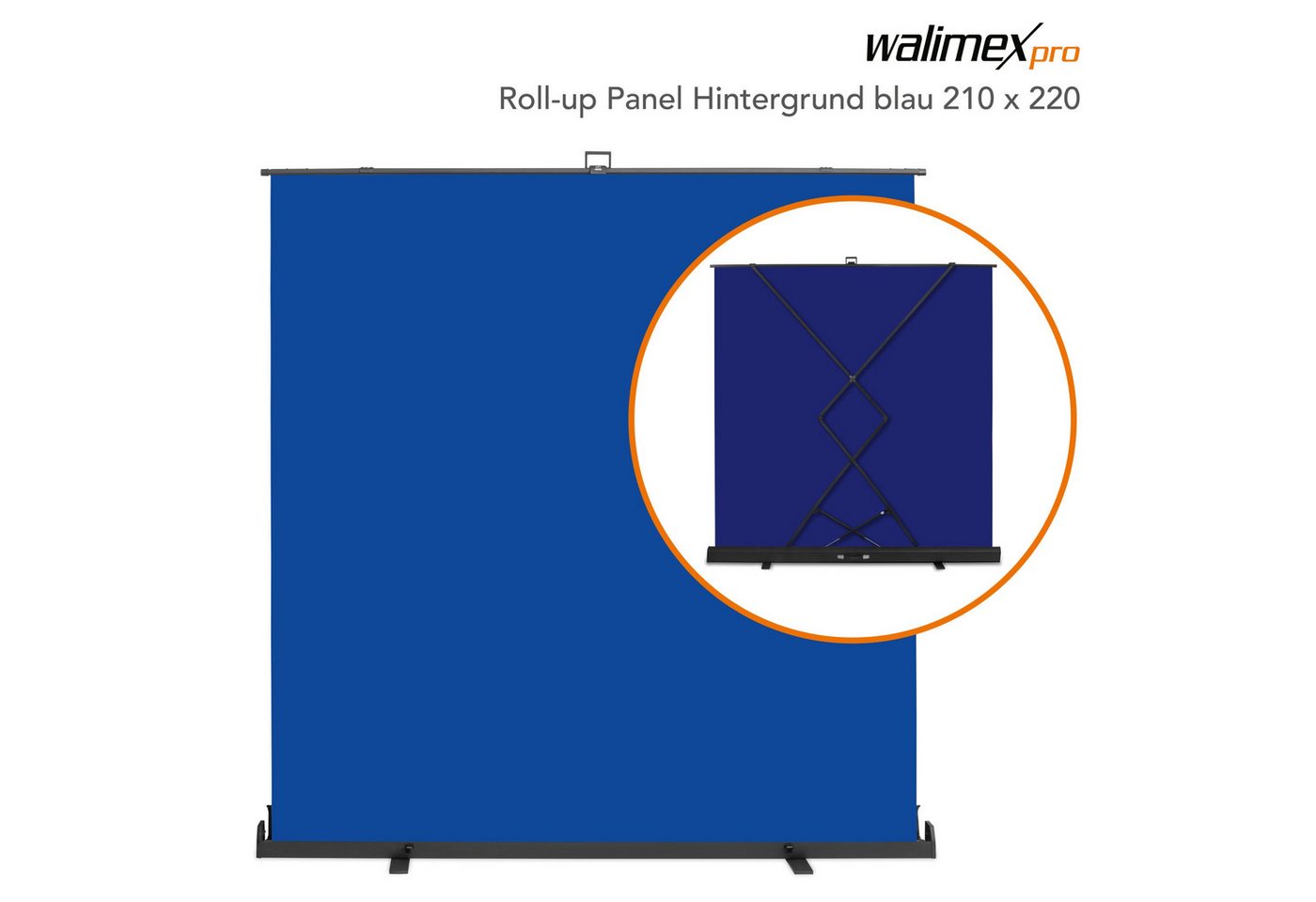 Walimex Pro Fotohintergrund Roll-up Panel Hintergrund blau 210x220 von Walimex Pro