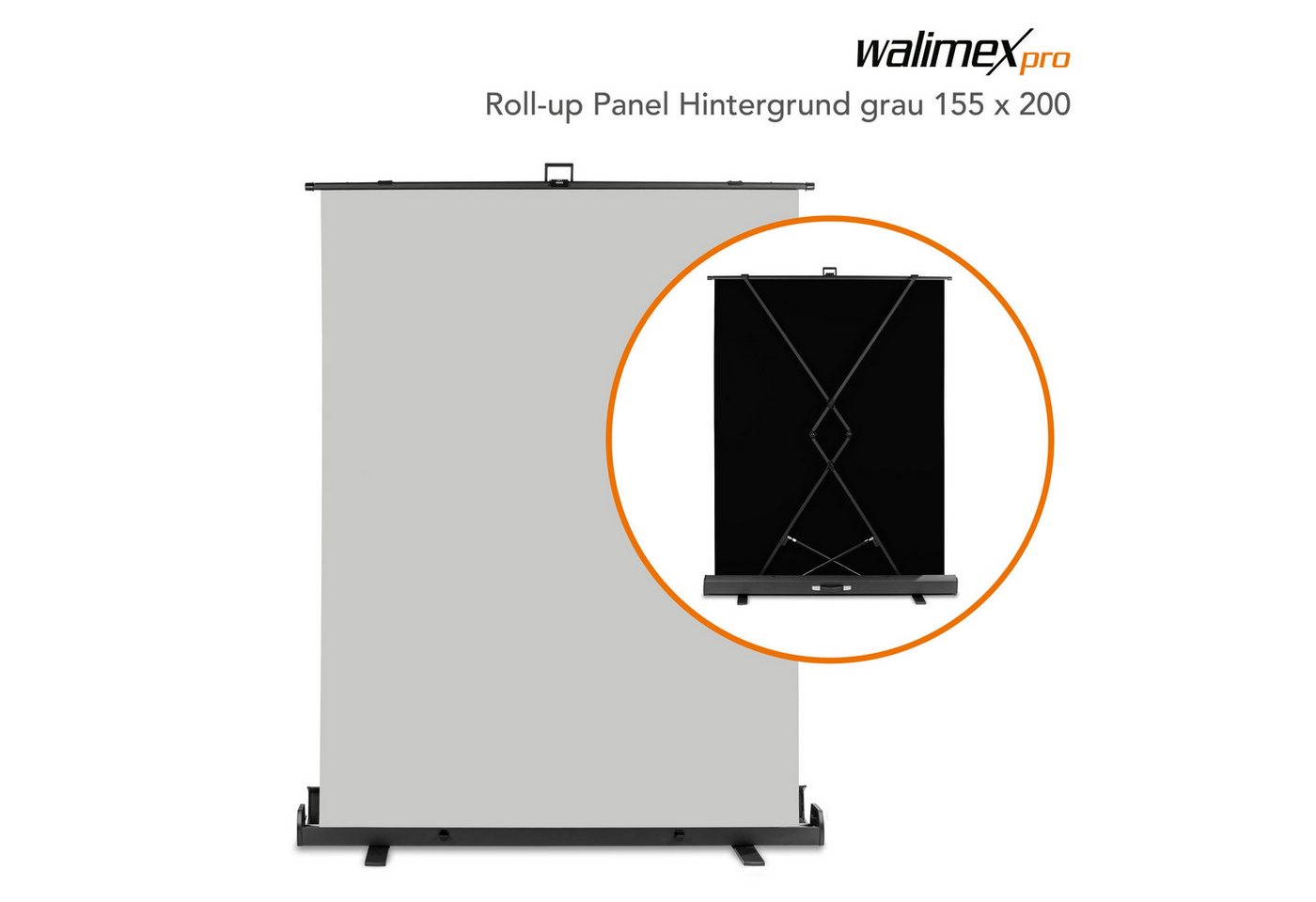 Walimex Pro Fotohintergrund Roll-up Panel Hintergrund grau 155x200 von Walimex Pro