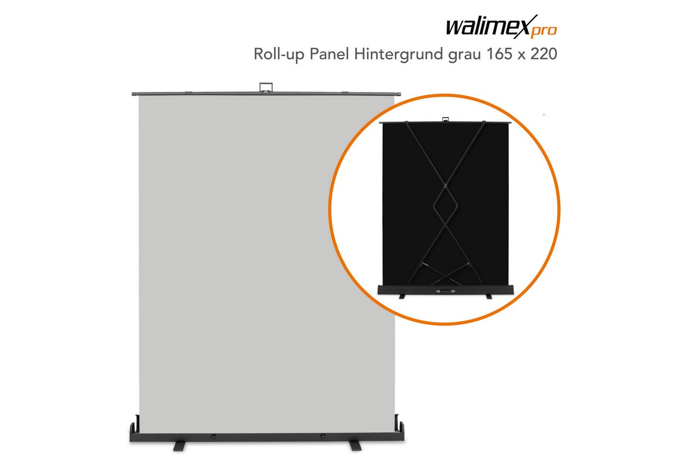 Walimex Pro Fotohintergrund Roll-up Panel Hintergrund grau 165x220 von Walimex Pro